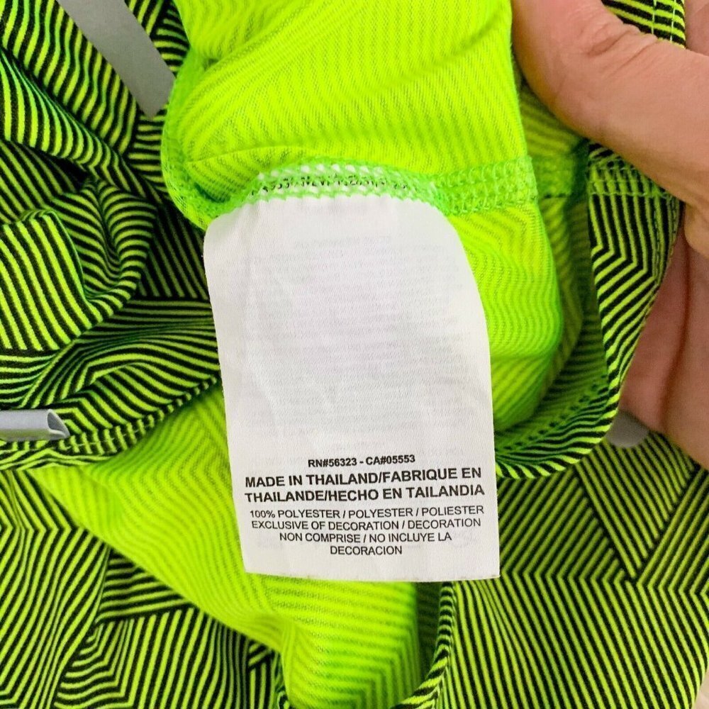 Nike Dri-Fit Tank Women L Neon Green Black Geometric Triangle Scoop Neck Active - Picture 5 of 6